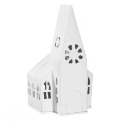 Porzellan-Kerzenhalter Haus - Kirche 22 cm