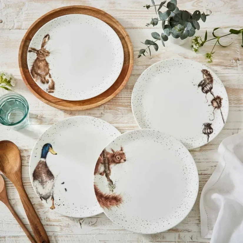 Sada porcelánových talířů Venkovská zvířata 26,6 cm 4 ks
