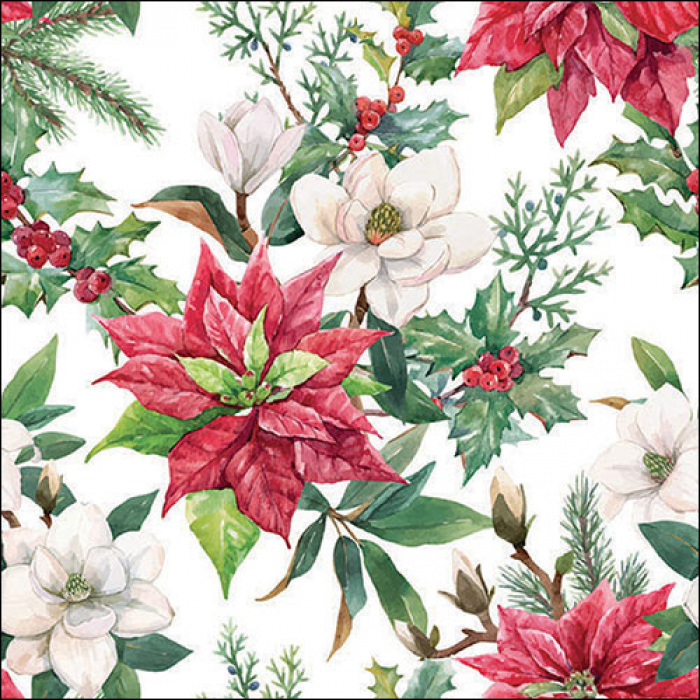 Christmas paper napkins Christmas flowers 20 pcs