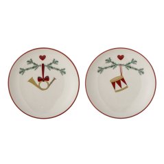 Sada 2 kameninových tanierov Vianočná dekorácia 16 cm