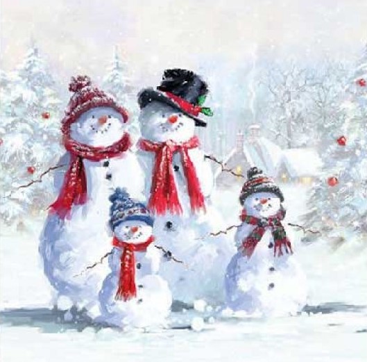Christmas paper napkins Family of snowmen 20 pcs