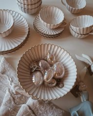 Veľká porcelánová miska Chryzantéma béžová 25 cm