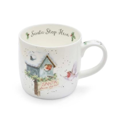 Porcelanowy kubek „Zasneżona karmnik” 310 ml