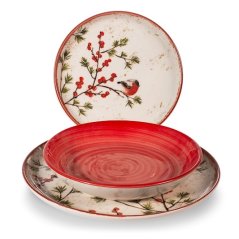 Stoneware Christmas dining set for 6 persons Berries 18 pcs