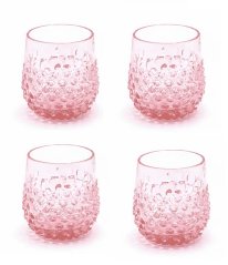Sada ručně foukaných sklenic 4 ks Růžová 200 ml