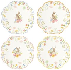 Sada 4 ks porcelánových dezertních talířů Velikonoční zajíček 21 cm