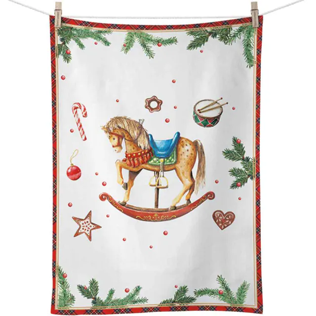 Christmas tea towel – Rocking Horse, 50x70 cm