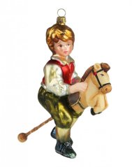 Sammelbaumschmuck aus Glas Junge mit Pferd