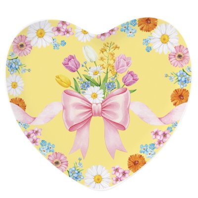 Porcelain serving plate Easter heart yellow