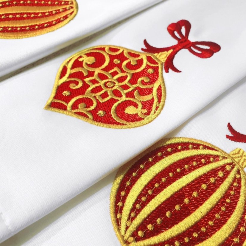 Sada lněných ubrousků Červené ozdoby 6 ks