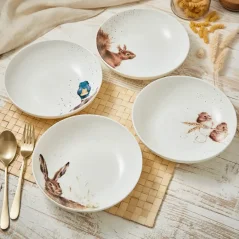 Sada porcelánových misek na těstoviny Venkovská zvířata 4 ks