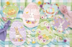 Porcelánový servírovací talíř Velikonoční vajíčko oranžový