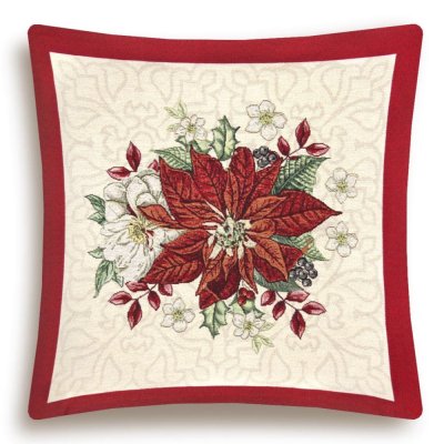Vánoční povlak na polštář s motivem Poinsettia 45x45 cm