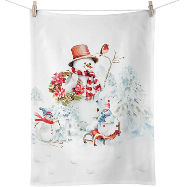 Christmas tea towel – Snowmen, 50 x 70 cm