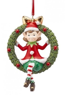 Baumschmuck Elf mit Kranz 11 cm