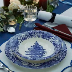 Stoneware dining set Retro Christmas tree - blue 2 pcs