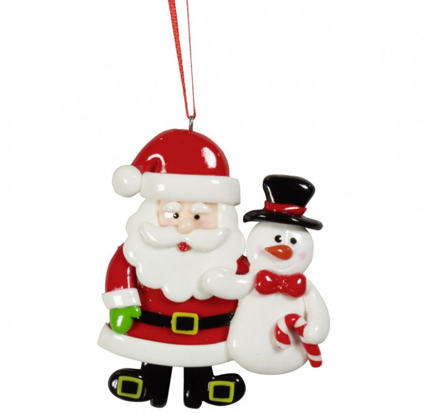Christmas tree ornament Santa 8 cm - Type: se sněhulákem