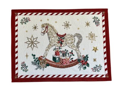 Świąteczna podkładka żakardowa Koń na biegunach 35x45 cm