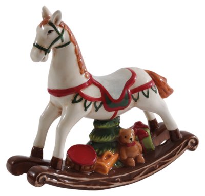 Ceramiczna figurka dekoracyjna Koń na biegunach 15 cm