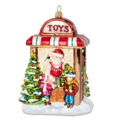 Zberateľská sklenená ozdoba na stromček Santa's Workshop