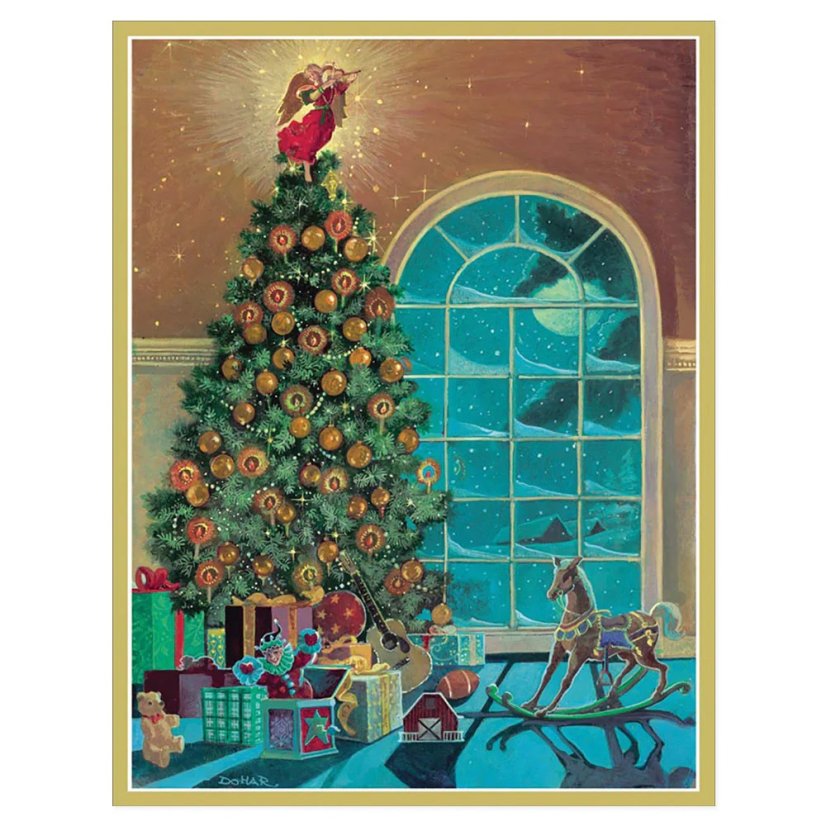 Christmas card Christmas tree with angel 12 x 15 cm