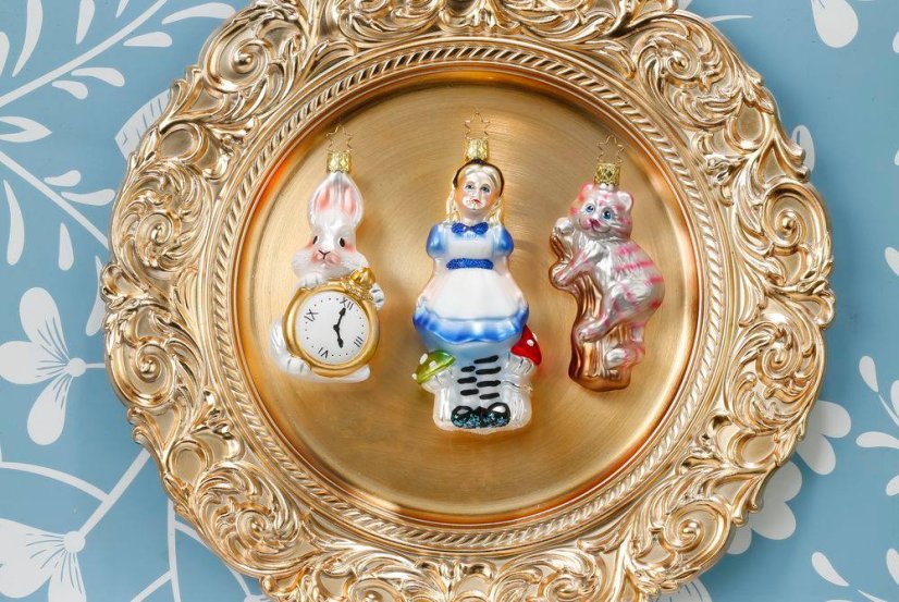 Sběratelská skleněná ozdoba na stromeček Králík s hodinami 11,5 cm