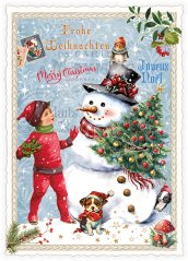 Christmas card Snowman 10,5 x 15 cm