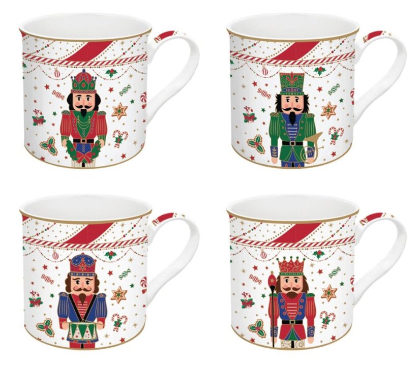 Sada porcelánových hrnků Louskáček 4 ks