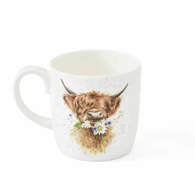 Large porcelain mug Scottish cow - Thank you 400 ml