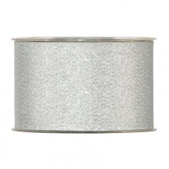 Wide Christmas fabric ribbon Silver 6,3 cm x 20 metres