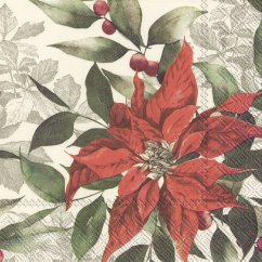 Vianočné papierové obrúsky poinsettia 20 ks