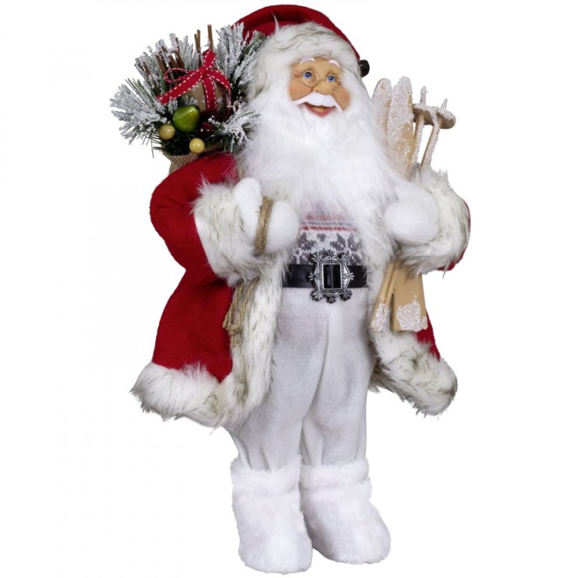 Christmas decoration Santa with skis 45 cm