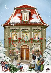 Postcard mini advent calendar Christmas house 11,5x16,5 cm