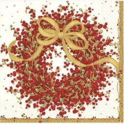 Christmas paper napkins Red wreath 20 pcs