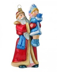 Sběratelská skleněná ozdoba na stromeček Santa a dítě
