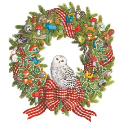 Bild Adventskalender Kranz Schneeeule 33x38 cm