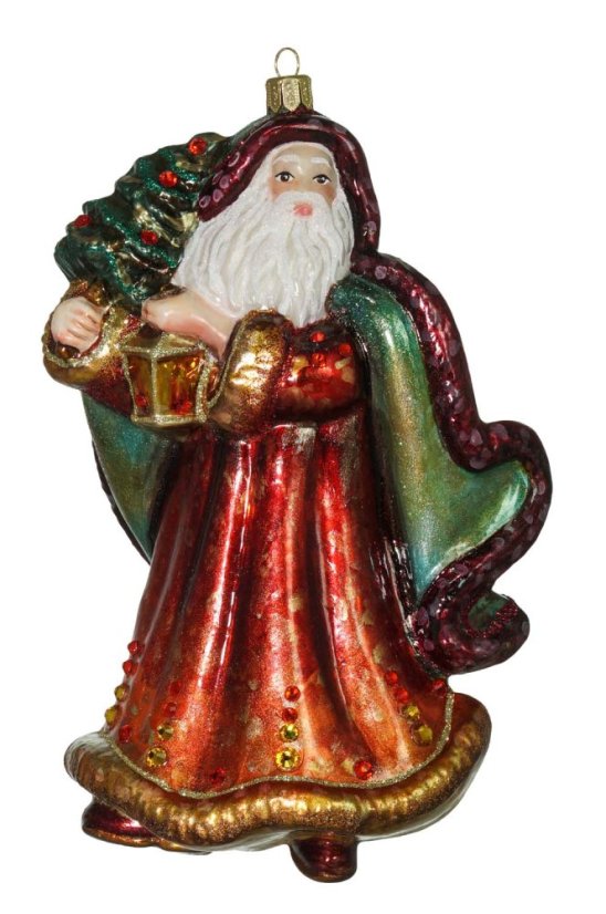 Sběratelská skleněná ozdoba na stromeček Santa se stromečkem
