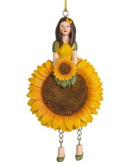 Dekorativní závěsná figurka Květinová dívka Slunečnice