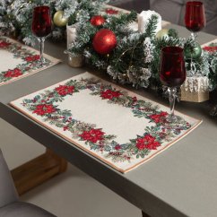 Tapestry Christmas tablecloth with poinsettia motif 35x45 cm