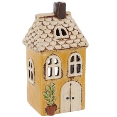 Keramik-Kerzenhalter Haus 17 cm