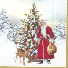 Weihnachtspapierservietten Santa am Baum 20 Stück