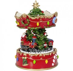 Hracia otočná skrinka Santa vo vláku 17 cm