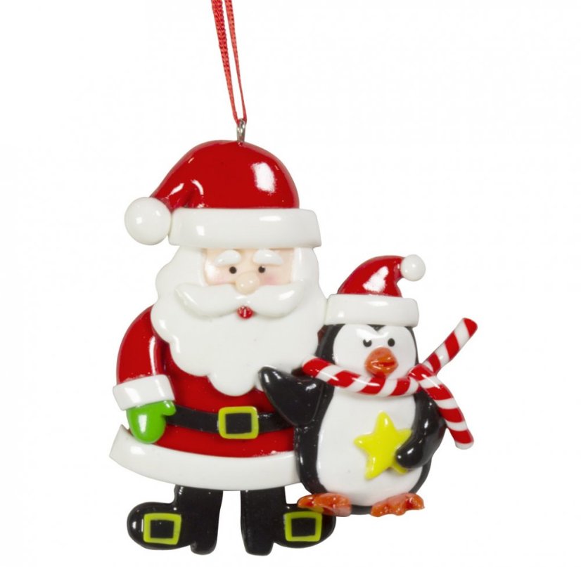 Christmas tree ornament Santa 8 cm - Type: se sněhulákem