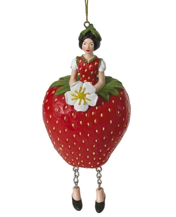 Dekorative Hängepuppe Blumenmädchen Erdbeere