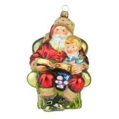 Sběratelská skleněná ozdoba na stromeček Santa v křesle