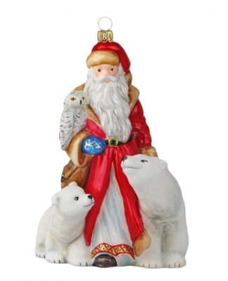 Collectible glass tree ornament Santa and polar bears