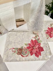 Tapestry Christmas tablecloth with poinsettia motif 37x49 cm