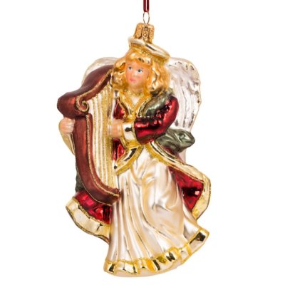 Collectible glass tree ornament Angel with harp