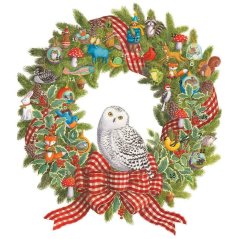 Obrázkový adventný kalendár Veniec Snežná sova 33x38 cm