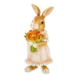 Easter decoration Rabbit with a bouquet of tulips